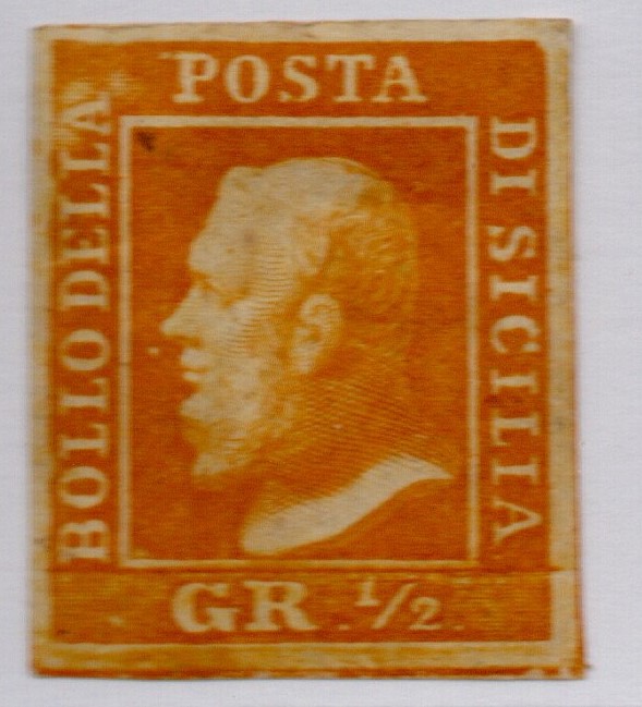 1859 - Mezzo grana arancio ,Cat n.1a nuovo con gomma originale. Firmato.