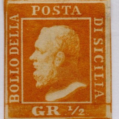1859 - Mezzo grana arancio ,Cat n. 2 nuovo con gomma originale. Firmato.