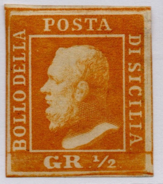 1859 - Mezzo grana arancio ,Cat n. 2 nuovo con gomma originale. Firmato.