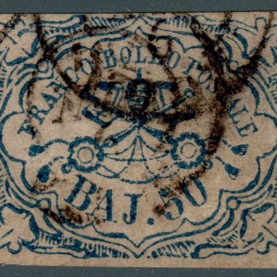 1852 50 baj usato annullo circolare cert Raybaudi