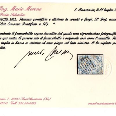1852 50 Baj  n10  Certificato Merone