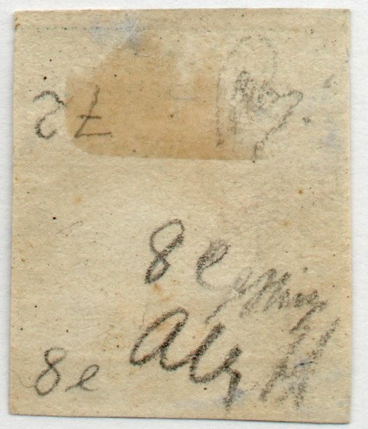 1859 - 2 grana azzurro vivo.Catalogo n. 8c annullato. Firmato.