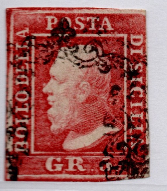 1859 - 5 grana vermiglio ,Cat n.9 annullato,certificato.