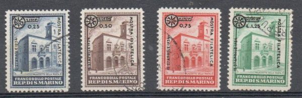 1934 - San Marino "PALAZZETTO", catalogo n. 180/83, serie completa, 4 valori annullati.