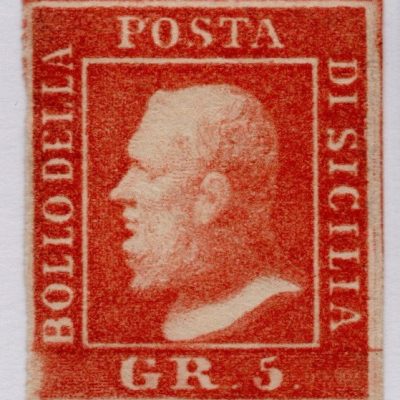 1859 - 5 grana vermiglio  ,Cat n.11 Nuovo, firmato.