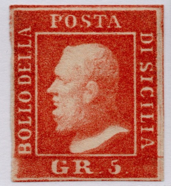 1859 - 5 grana vermiglio  ,Cat n.11 Nuovo, firmato.