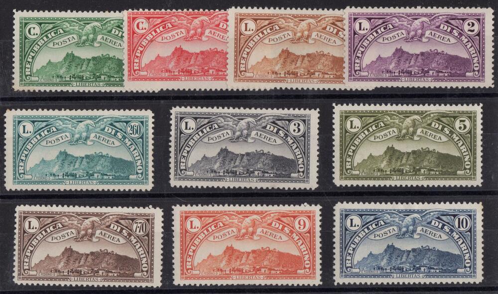 1931 " VEDUTA DI SAN MARINO " Catalogo Sassone P.A. n. 1/10. Serie completa nuovi. 10 valori.