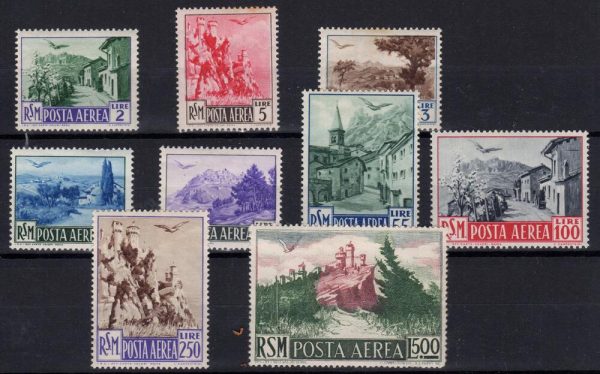1950 " VEDUTE " Catalogo Sassone P.A. n.83/91 .Serie completa 9 val ,linguellata.