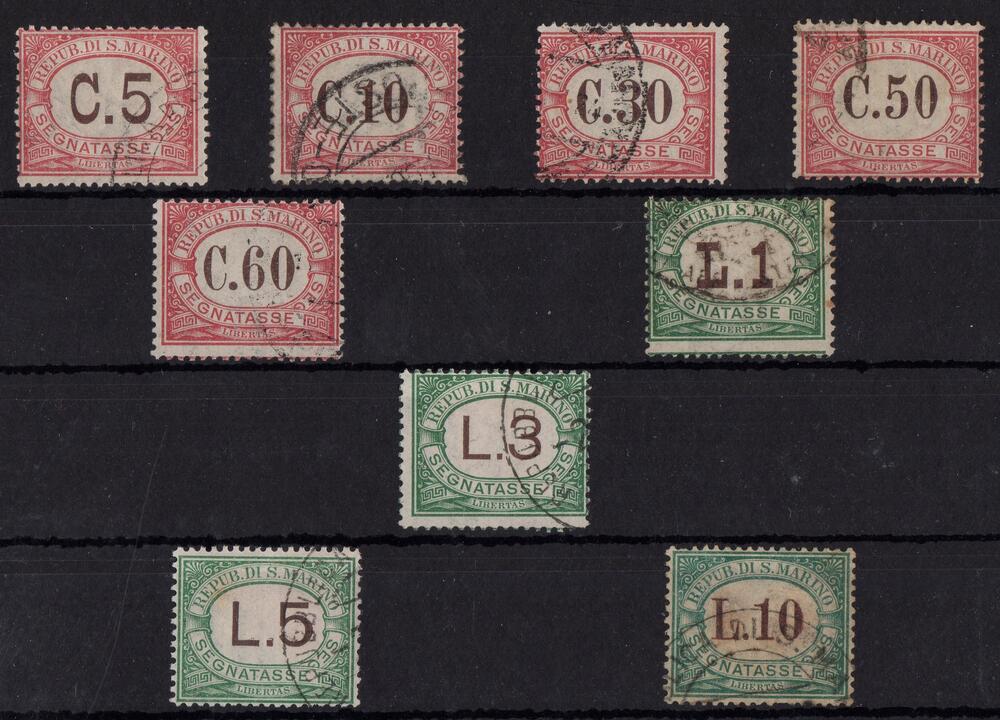 1924 SEGNATASSE " Valore in bruno " colori cambiati. Serie completa 9 val. Cat Sassone n.10/18 annullati.