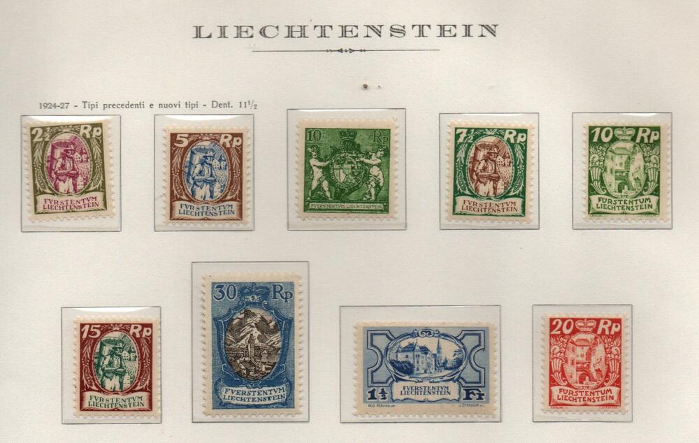 1924/1927 - Serie Stemma tipi precedenti e nuovi tipi. Dent. 11 ¾. Gomma integra. 9 valori Cat n. 63/71.
