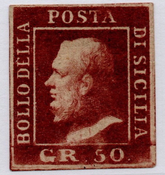 1859 - 50 grana lacca bruno ,Cat n.14 nuovo con gomma originale. Firmato.