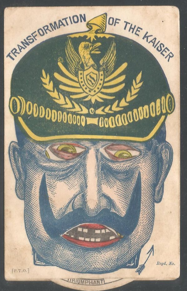 Cartolina di Propaganda inglese contro il Kaiser Guglielmo II (la cartolina riprodice gli stati d'animo del Kaiser)