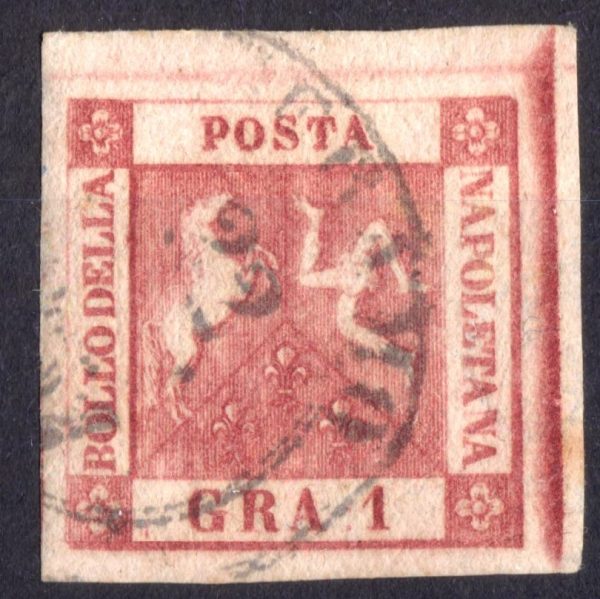 1858 Napoli 1 grano 4b usato annullo borbonico Teramo 11 punti