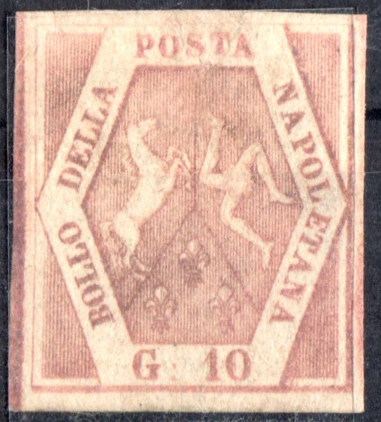 1858 10a grana rosa lillaceo I tavola nuovo con traccia di linguella splendida conservazione Cert. Zappala