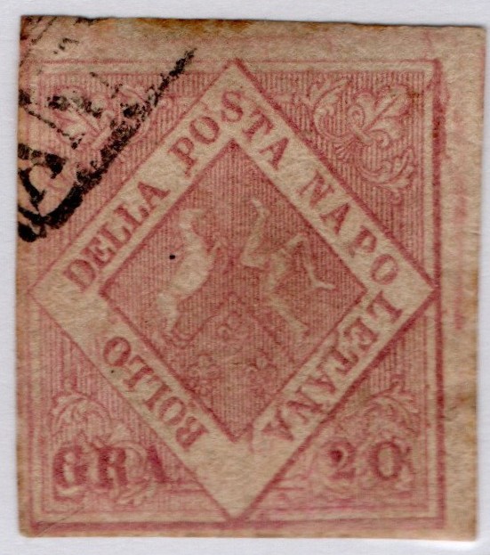 1858 Napoli Regno 20 grana n 12  leggero annullo firme al verso