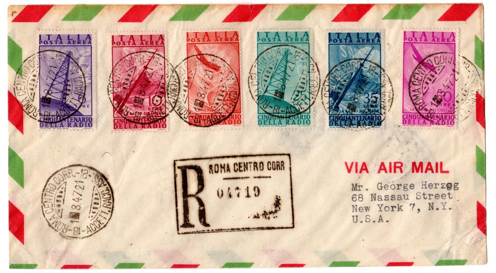 1946 Busta 1 giorno di emissione della serie " Anniversario della Radio "molto bella e rara