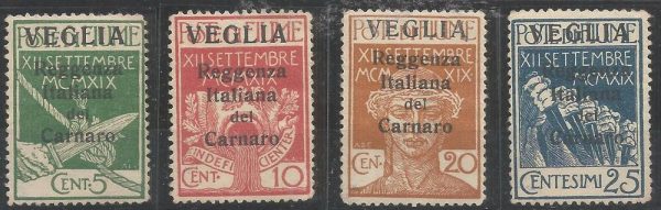 Occupazione Arbe e Veglia la serie completa S. 53 linguellata cert Fabris