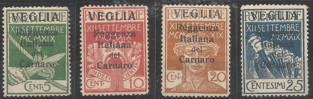 Occupazione Arbe e Veglia la serie completa S. 53 linguellata cert Fabris