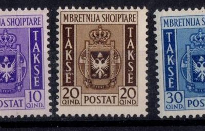 Albania 1940 Segnatasse la serie completa n 40-44 gomma integra cert Merone