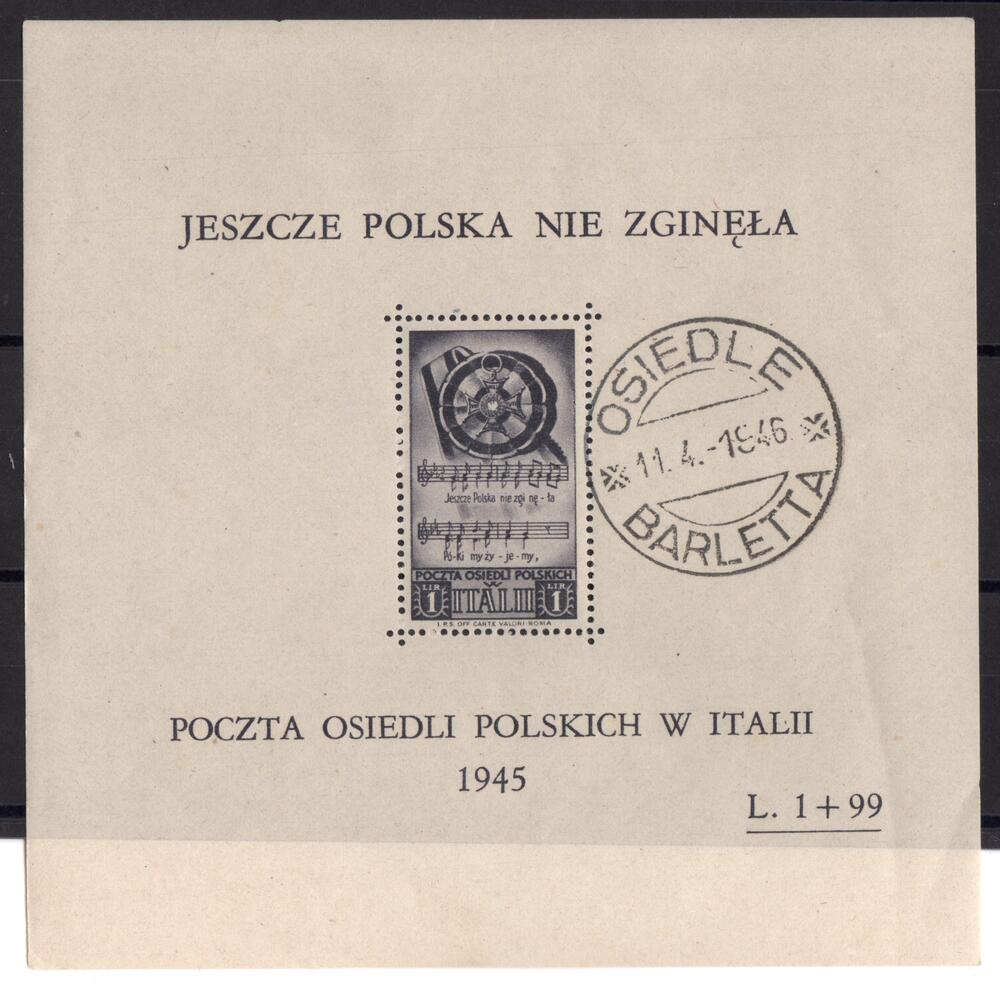 1946 Soccorso di Guerra Foglietto n2 timbrato con gomma