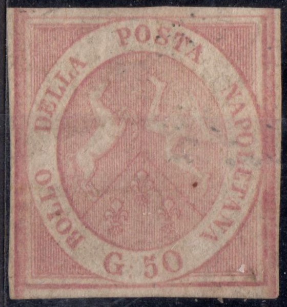 50 grana rosa brunastro n 14 senza gomma e con una imprecettibile traccia di annullo nel complesso un bel francobollo