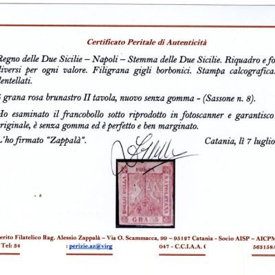 5 grana n 8 senza gomma e di splendida conservazione