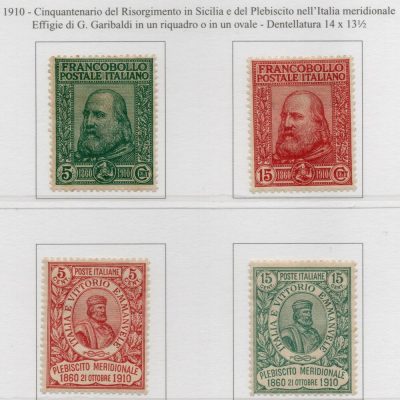 Regno 1910 - RE VITT. EMANUELE III “ GARIBALDI ”Sassone n. 87/90. Serie completa 4 valori .Linguellati, ben centrati.
