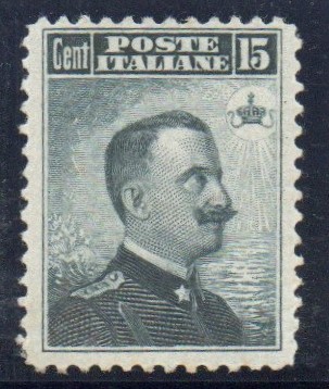 Regno 1906 - Effigie Vitt. Emanuele III . 15 cent grigio nero . Catalogo sassone n. 80. Gomma integra, firmato.
