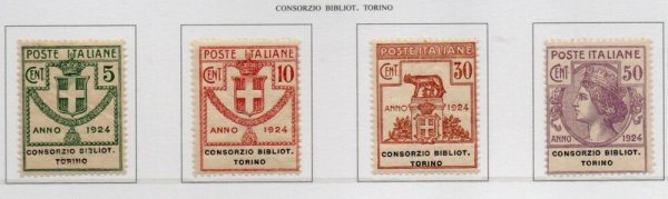 Regno 1924  PARASTATALI - CONSORZIO BIBLIOTECHE TORINO - Serie completa 6 valori,integri.Cat. Sassone n. 30/33