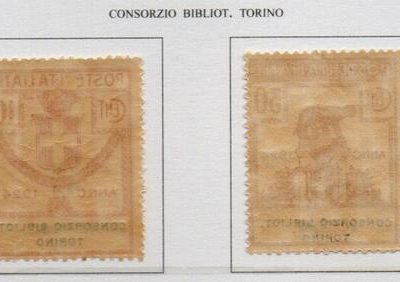 Regno 1924  PARASTATALI - CONSORZIO BIBLIOTECHE TORINO - Serie completa 6 valori,integri.Cat. Sassone n. 30/33