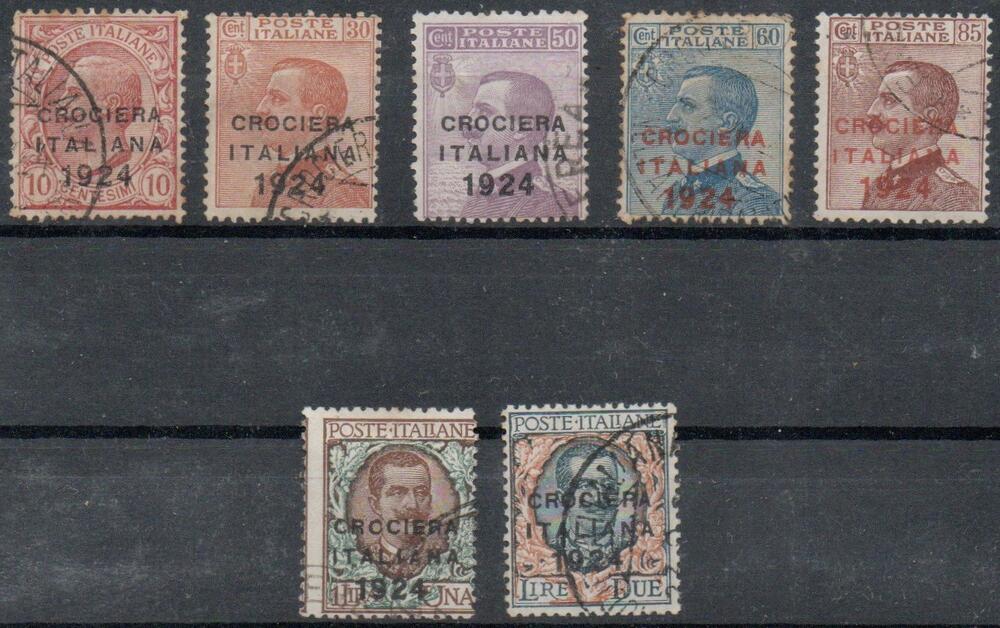Regno 1924 - Crociera italiana, Catalogo Sassone n.162/168, 7 valori annullati, firmati.