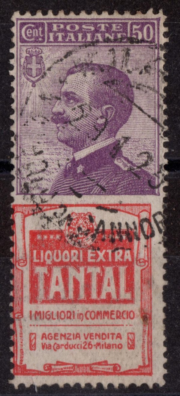 Pubblicitario n 18 50 cent Tantal timbrato ottima conservazione firma Merone al verso