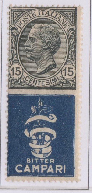 Regno 1924/25 - PUBBLICITARI - 15 cent BITTER CAMPARI, catalogo n.1, gomma integra.