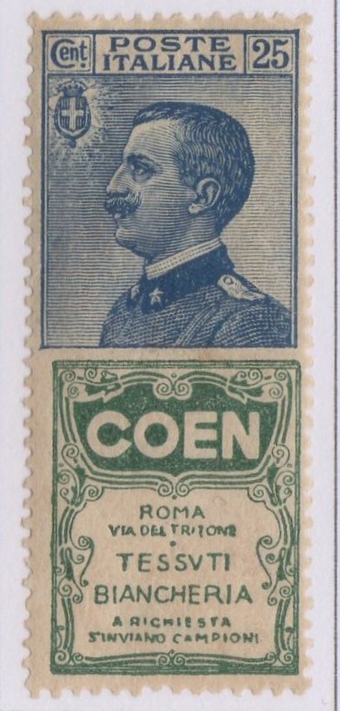 Regno 1924/25 - PUBBLICITARI - Catalogo Sassone n.5 linguellato - 25 cent COEN.