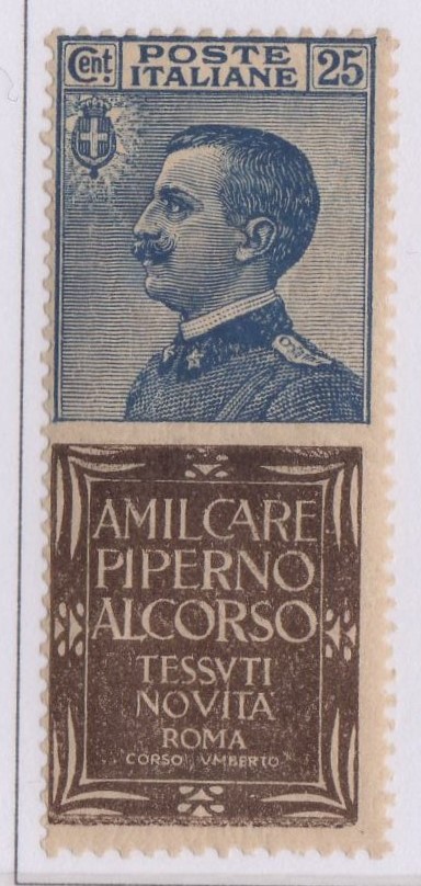 Regno 1924/25 - PUBBLICITARI - 25 cent AMILCARE PIPERNO, catalogo n.6, gomma integra. Perizia Diena