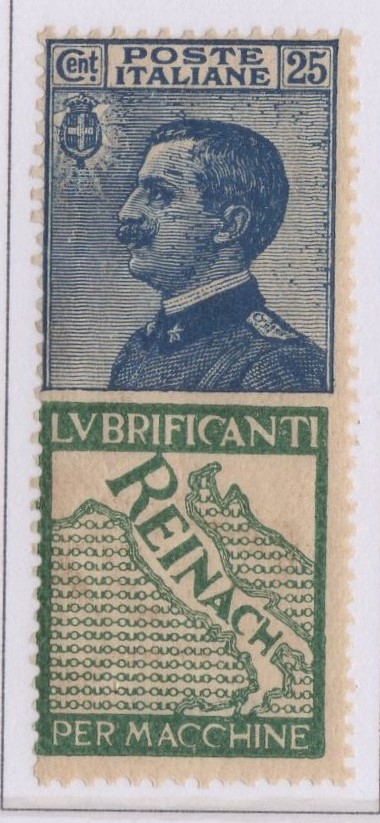 Regno 1924/25 - PUBBLICITARI - 25 cent LUBRIFICANTI REINACH, catalogo n.7, gomma integra.