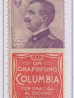 Regno 1924/25 - PUBBLICITARI - 50 cent GRAFOFONO COLUMBIA, catalogo n.11 , linguellato