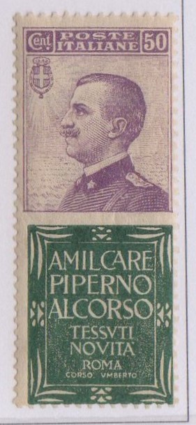 Regno 1924/25 - PUBBLICITARI - Catalogo Sassone n.13 Gomma integra - 50 cent PIPERNO. Certificato D.Fabris