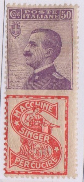 Regno 1924/25 - PUBBLICITARI - 50 cent MACCHINE SINGER, Catalogo Sassone n.16 , gomma integra.