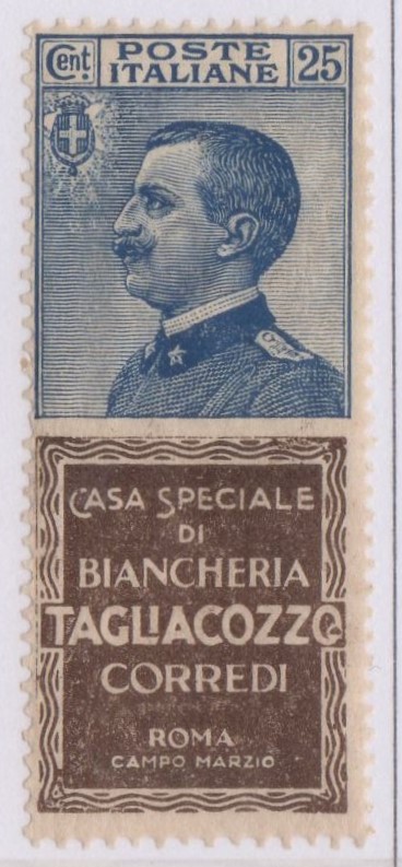 Regno 1924/25 - PUBBLICITARI - 25 cent TAGLIACOZZO, catalogo n.8, gomma integra. Perizia Diena