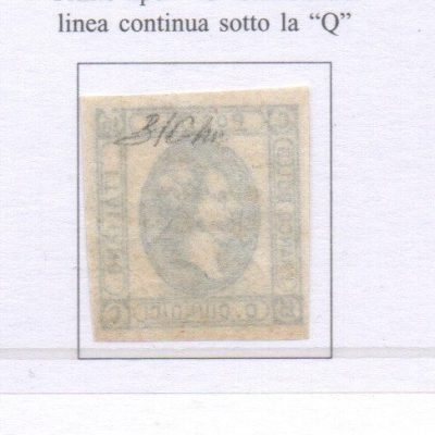 Regno 15 cent Litografico n 12 traccia di linguella firmato Oliva