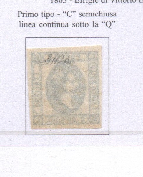 Regno 15 cent Litografico n 12 traccia di linguella firmato Oliva