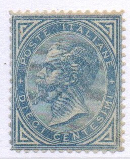 Regno 10 centesimi azzurro senza gomma n 27