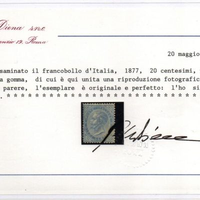 Regno 10 centesimi azzurro senza gomma n 27
