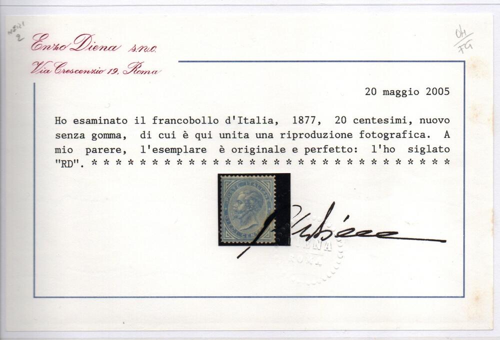 Regno 10 centesimi azzurro senza gomma n 27