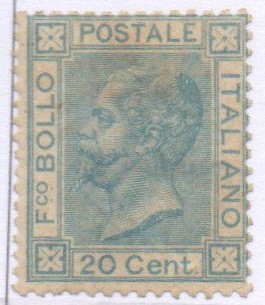 Regno 20 cent Azzurro n L 26 nuovo con traccia di linguella cert Raybaudi