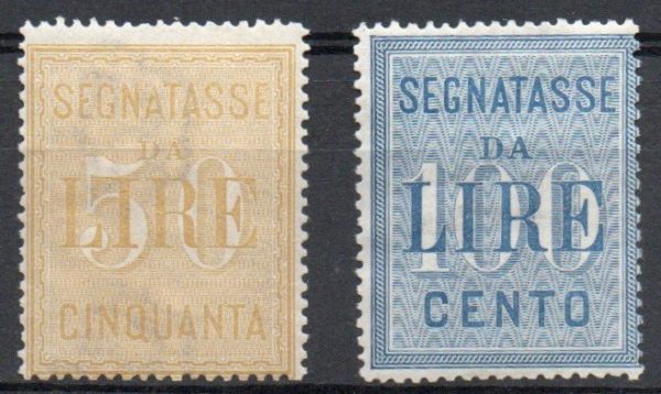 Regno 1903 segnatasse 50 e 100 lire n 31-32 gomma integra