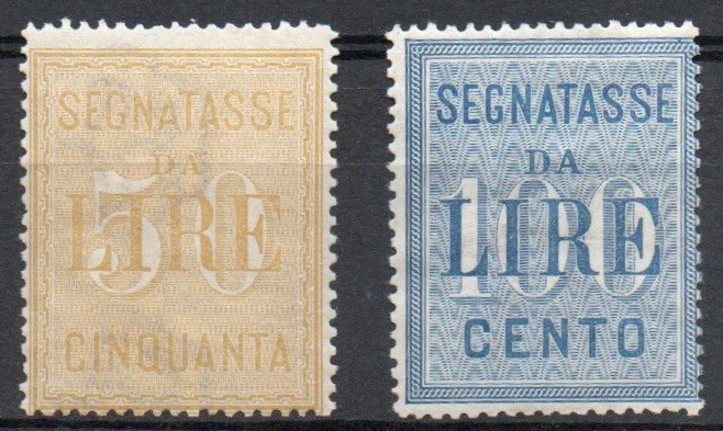 Regno 1903 segnatasse 50 e 100 lire n 31-32 gomma integra