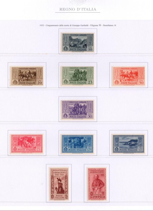 Regno 1932 serie Garibaldi completa gomma integra