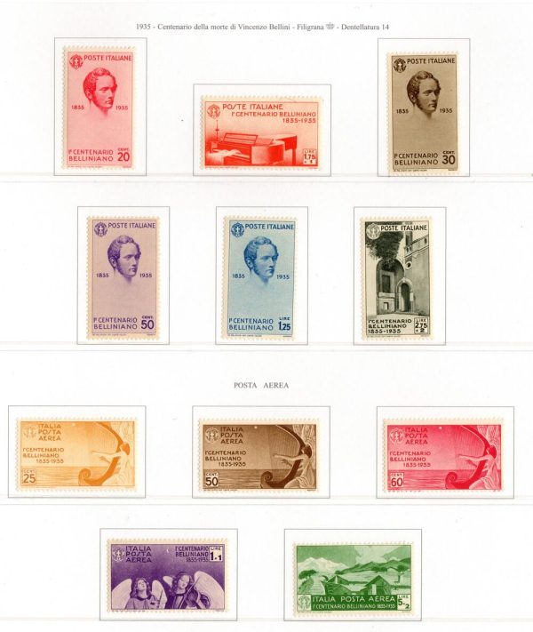 Regno 1935 Bellini serie completa gomma inetgra